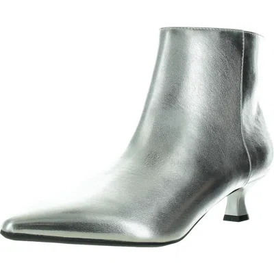 Lifestride Maya Womens Faux Leather Kitten Heel Ankle Boots In Silver