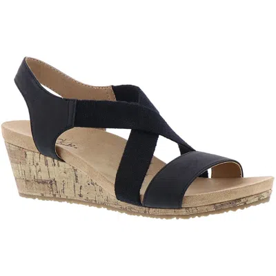Lifestride Mexico Womens Laceless Slip On Wedge Sandals In Black