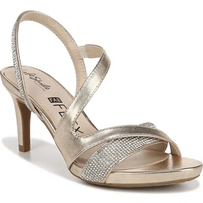 Lifestride Mia Glitz Womens Embellished Manmade Ankle Strap In Gold Faux Leather