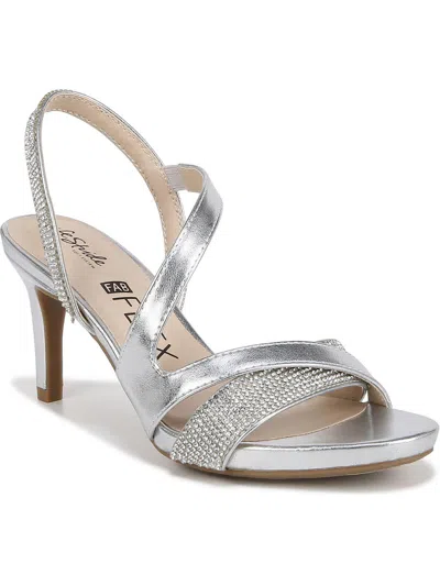 Lifestride Mia Glitz Strappy Dress Sandals In Silver Faux Leather