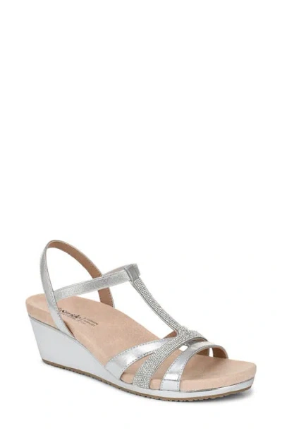 Lifestride Mimosa Slingback Platform Wedge Sandal In Silver