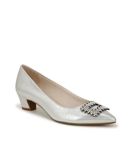 Lifestride Minx-bling Kitten Heel Pumps In Silver Microfiber