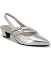 Lifestride Monique Womens Metallic Slingback Heels In Silver Faux Leather