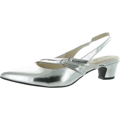 Lifestride Monique Womens Metallic Strappy Slingback Heels In Silver