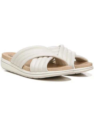 Lifestride Panama Womens Faux Leather Slip On Wedge Sandals In Beige