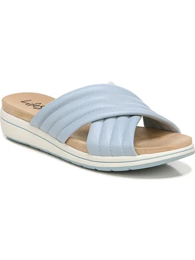 Lifestride Panama Womens Faux Leather Slip On Wedge Sandals In Multi