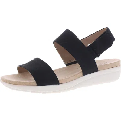 Lifestride Peaceful Womens Open Toe Ankle Strap Wedge Sandals In Black
