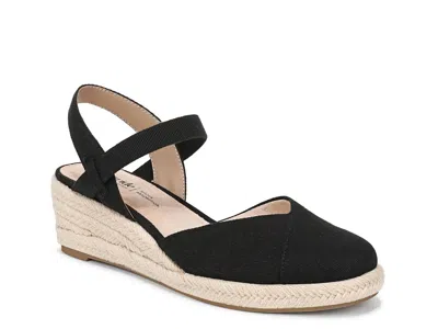 Lifestride Pilar Espadrille Wedge Sandal In Black