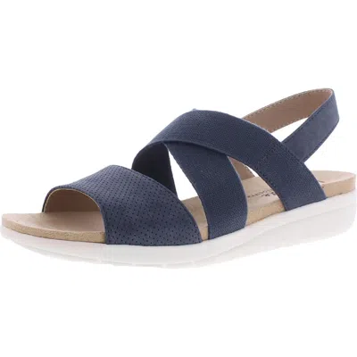 Lifestride Plush Womens Canvas Slingback Flat Sandals In Black