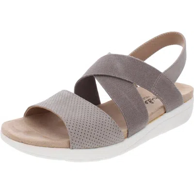 Lifestride Plush Womens Canvas Slingback Flat Sandals In Multi