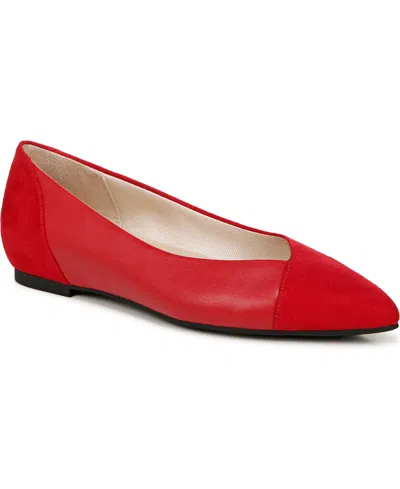 Lifestride Promise Ballet Flats In Fire Red Faux Leather,microsuede