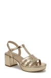 Lifestride Rio Ankle Strap Platform Sandal In Platino Gold Faux Leather