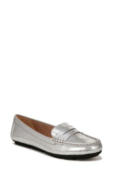 Lifestride Riviera Loafer In Metallic Silver Faux Leather