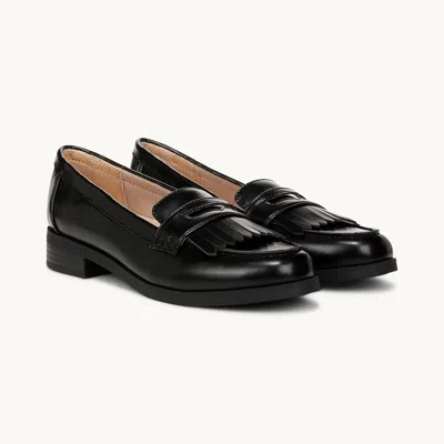 Lifestride Santana Loafers Women's 8 Black Leather Slip-on Casual Shoes Zpo2660