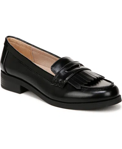 Lifestride Santana Slip On Loafers In Black Faux Leather
