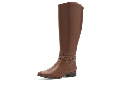 Lifestride Scout Riding Tall Boots Women's Boots Dark Tan Wide Calf: 6.5 M (b), Synthetic In Brown