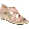 Lifestride Siesta Womens Cushioned Footbed Slip On Wedge Sandals In Pink
