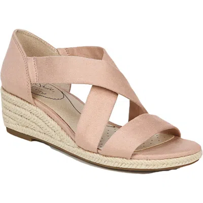 Lifestride Siesta Womens Cushioned Footbed Slip On Wedge Sandals In Pink