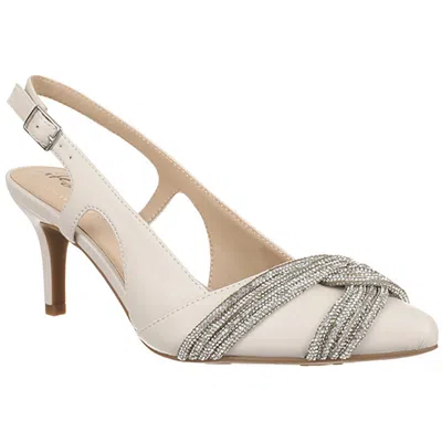 Lifestride Social Event Slingback Pumps In Bone White Faux Leather,fabric