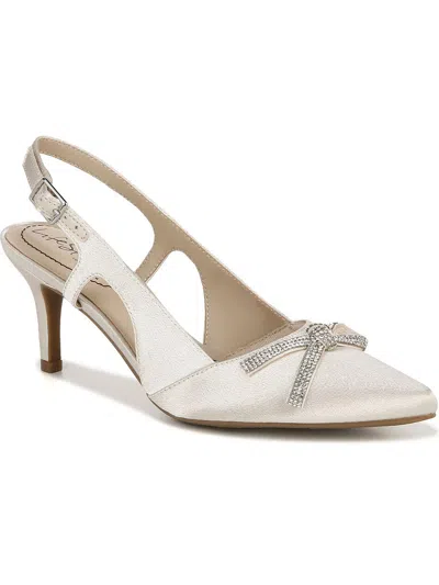Lifestride Social Scene Womens Almond Toe Ankle Strap Slingback Heels In Beige
