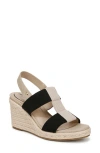 Lifestride Tallulah Espadrille Slingback Platform Wedge Sandal In Black,natural Fabric,faux Leather