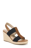 Lifestride Tallulah Espadrille Slingback Platform Wedge Sandal In Navy Fabric,faux Leather