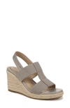 Lifestride Tallulah Espadrille Slingback Platform Wedge Sandal In Gold Fabric,faux Leather