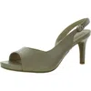 Lifestride Teller 2 Womens Faux Leather Open Toe Pumps In Green