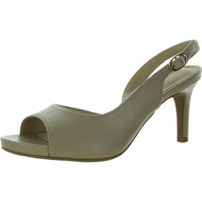 Lifestride Teller 2 Womens Faux Leather Open Toe Pumps In Green