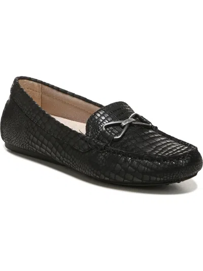 Lifestride Turnpike Womens Faux Leather Round Toe Loafers In Black