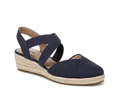 Lifestride Wide Width Kimball Espadrille Wedge Sandal In Blue