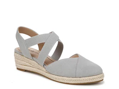 Lifestride Wide Width Kimball Espadrille Wedge Sandal In Gray