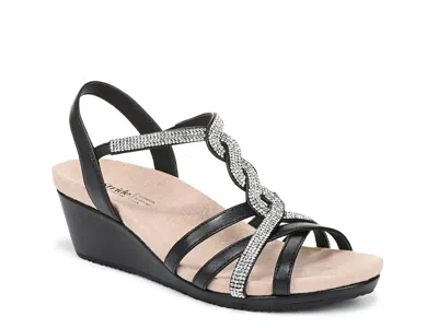 Lifestride Wide Width Miami Wedge Sandal In Black