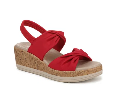 Lifestride Wide Width Riley Wedge Sandal In Red