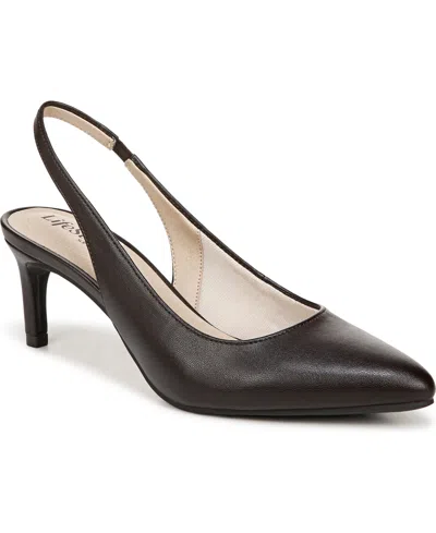 Lifestride Women's Annalise Pointed Toe Slingback Pumps In Dark Chocolate Faux Leather