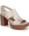 Lifestride Women's Audra Open Square Toe Block Heel Platform Sandals In Gold Faux Leather