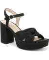 Lifestride August Ankle Strap Platform Sandal In Black Faux Leather