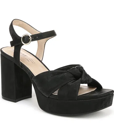 Lifestride August Ankle Strap Platform Sandal In Black Faux Leather