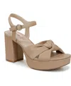 Lifestride August Ankle Strap Platform Sandal In Tan Faux Leather