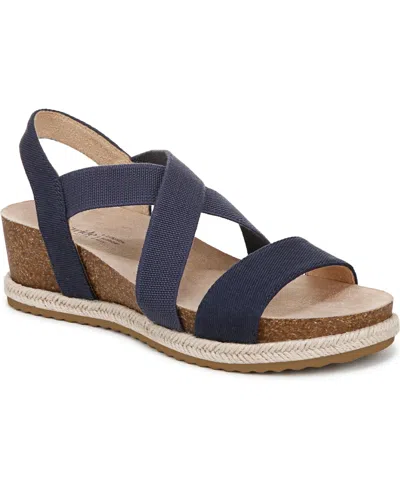 Lifestride Women's Breeze Strappy Wedge Sandals In Lux Navy Fabric