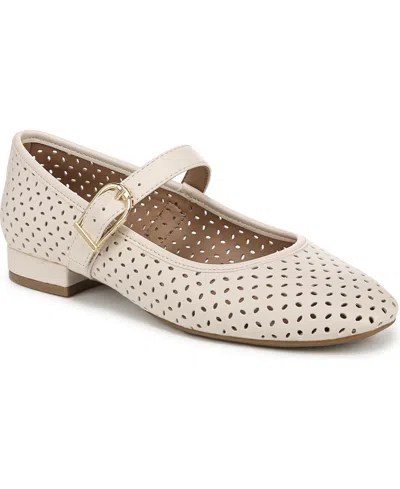 Lifestride Women's Cameo Mary Jane 3 Ballet Flats In Cream Faux Leather