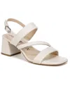 Lifestride Women's Celia Asymmetrical Block Heel Dress Sandals In Bone White Faux Leather