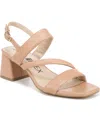Lifestride Celia Womens Strappy Manmade Block Heels In Siena Beige Faux Leather