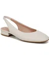 Lifestride Women's Claire Square Toe Slingback Flats In Bone White Faux Leather