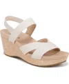 Lifestride Danita Slingback Platform Wedge Sandal In Beige Fabric