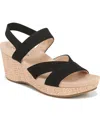Lifestride Danita Slingback Platform Wedge Sandal In Black Fabric