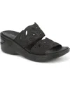 Lifestride Women's Delight Washable Slide Wedge Sandals In Black Shimmer Fabric