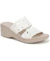 Lifestride Women's Delight Washable Slide Wedge Sandals In Bright White Shimmer Fabric