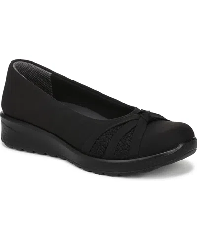 Lifestride Women's Gem Knot Washable Slip On Ballerina Flats In Black Stretch Fabric