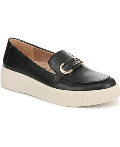 Lifestride Women's Geneva-bit Closed Round Toe Platform Loafers In Black Faux Leather